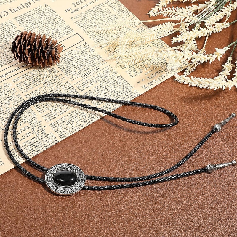 ElevateTech Bolo Tie for Men Round Shape Western Cowboy Bola Bolero Tie Supplies Necklace Accessories Western Jewelry - Image 2